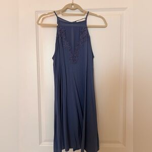Lush Navy Blue Lace Detail Top